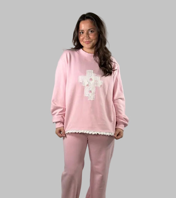Pink Cross Mockneck