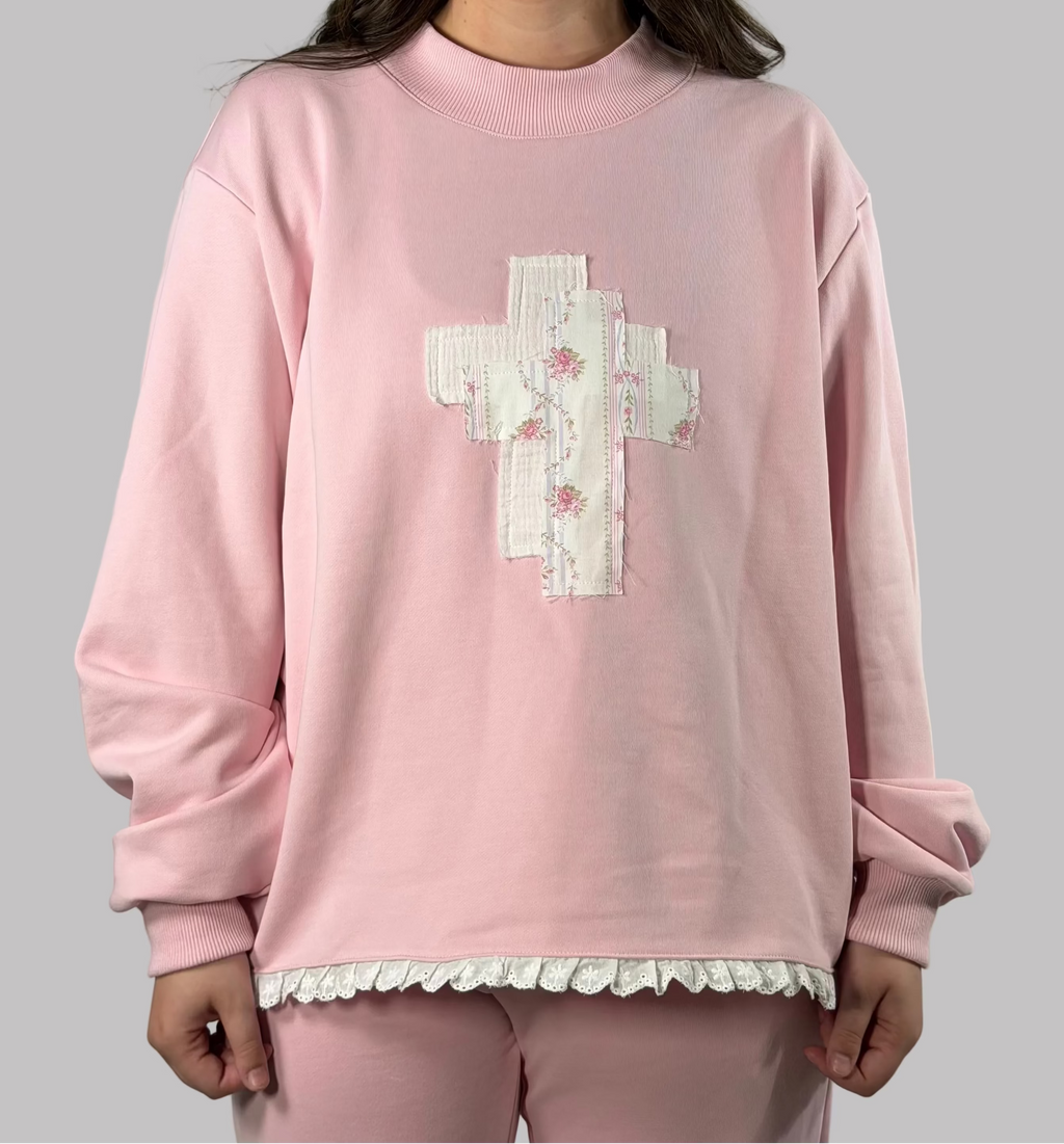 Pink Cross Mockneck