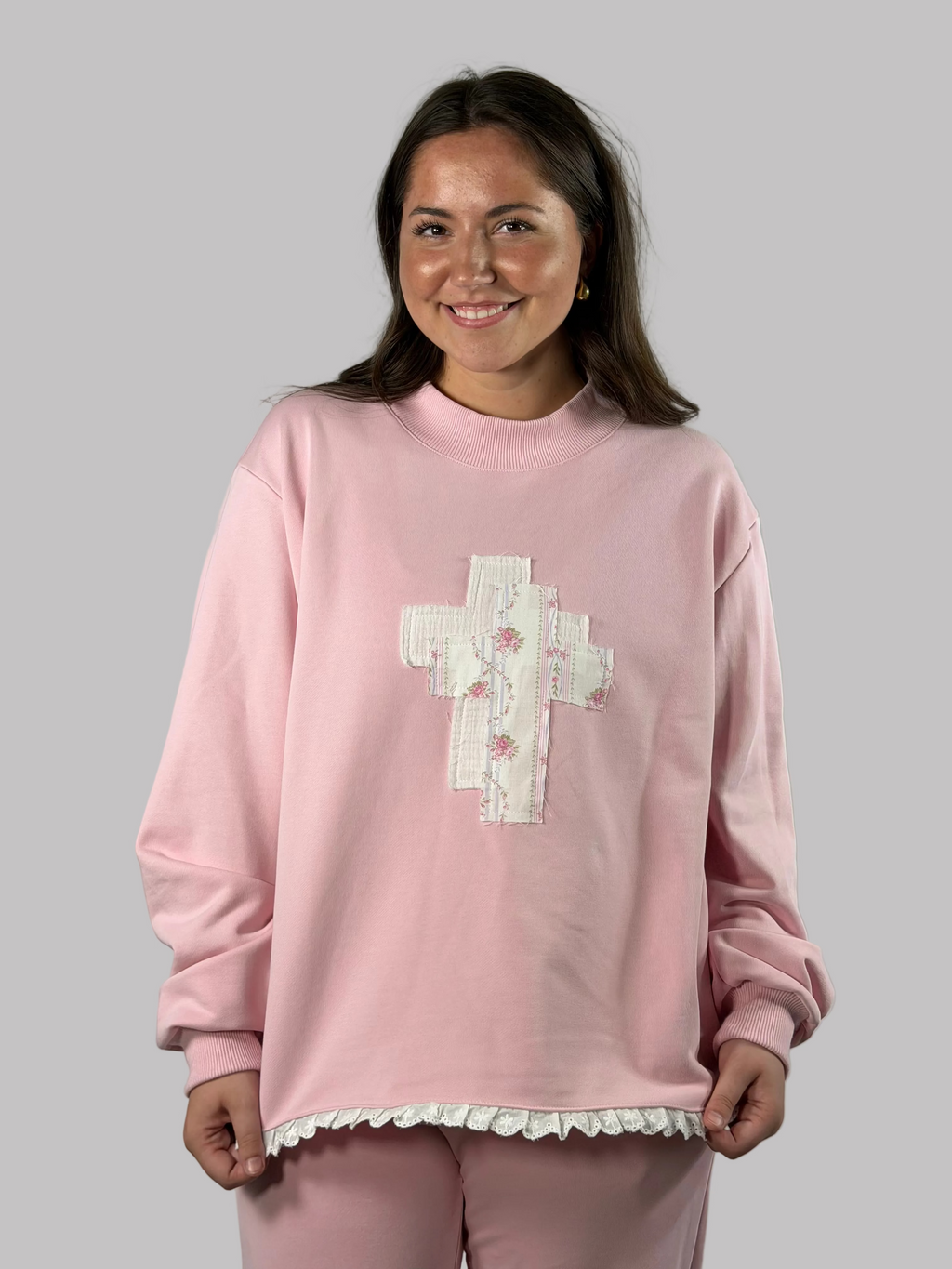 Pink Cross Mockneck